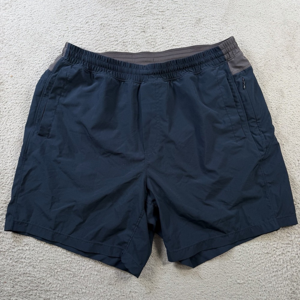 Birddogs Shorts Mens XL Classic Navy Lined Drawstring Nylon Stretch Active 7"